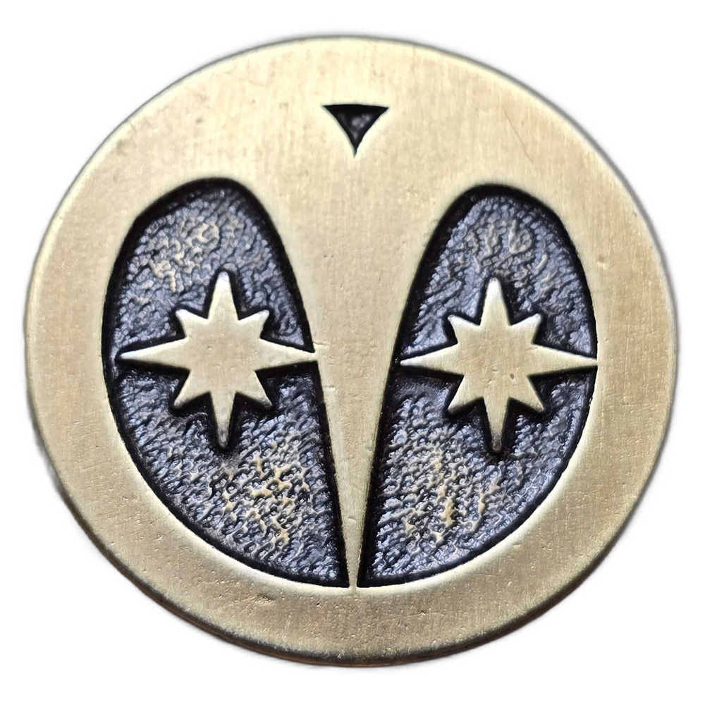 Two 8-Point Stars Black Triangle Circle Vintage Brass Lapel Vest Hat Pin D32